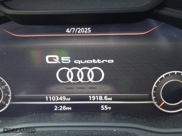 2018 Audi Q5 Premium with VIN WA1ANAFY8J2024488, listed as a IAAI auction lot 41966257 with 110,349 mi miles. Bid and sale history available at carsss.com. Image 14.