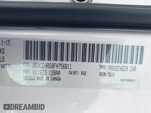 2015 Chrysler 300 Limited with VIN 2C3CCARG8FH756811, listed as a IAAI auction lot 41614649 with 70,580 mi miles. Bid and sale history available at carsss.com. Image 9.