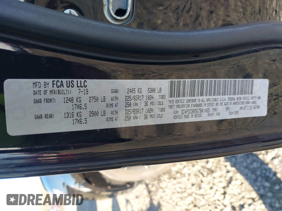 2019 Dodge Journey SE with VIN 3C4PDCBB5KT841465, listed as a IAAI auction lot 41558770 with 84,090 mi miles and . Bid and sale history available at DreamBid. Image 9.
