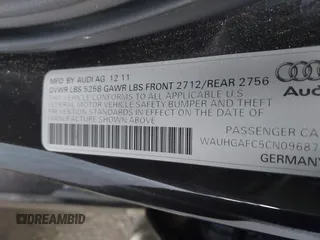 2012 Audi A6 Prestige с VIN WAUHGAFC5CN096878, выставлен на аукционе IAAI как лот 42374455 с пробегом 144 230 миль миль и . История ставок и продаж доступна на DreamBid. Изображение 9.