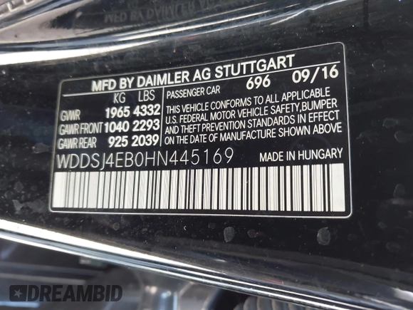 2017 Mercedes-Benz CLA 250 z VIN WDDSJ4EB0HN445169, wystawiony jako IAAI lot #42015788 z przebiegiem 58 900 mil mil oraz . Historia ofert i sprzedaży dostępna na DreamBid. Obrazek 9.