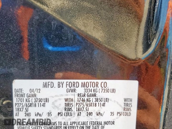 2012 Ford F-150 XL with VIN 1FTFW1EF4CFB65725, listed as a Copart auction lot 61104355 with 160,932 mi miles and Clean title. Bid and sale history available at DreamBid. Image 12.