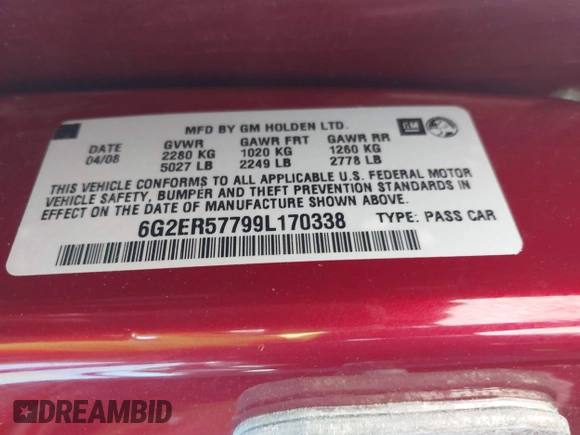 2009 Pontiac G8 z VIN 6G2ER57799L170338, wystawiony jako IAAI lot #42088706 z przebiegiem 157 582 mil mil oraz . Historia ofert i sprzedaży dostępna na DreamBid. Obrazek 9.