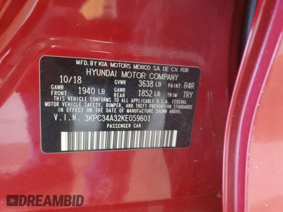 2019 Hyundai Accent Limited with VIN 3KPC34A32KE059601, listed as a Copart auction lot 74581894 with 56,139 mi miles and Salvage Title. Bid and sale history available at carsss.com. Image 12.