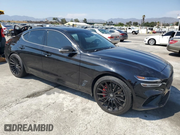 2022 Genesis G70 3.3T with VIN KMTG54TE2NU095029, listed as a Copart auction lot 64011744 with 58,207 mi miles and Salvage Title. Bid and sale history available at carsss.com. Image 4.