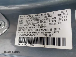 2011 Honda CR-V LX z VIN JHLRE4H34BC030573, wystawiony jako IAAI lot #41803083 z przebiegiem 74 593 mil mil oraz . Historia ofert i sprzedaży dostępna na DreamBid. Obrazek 9.