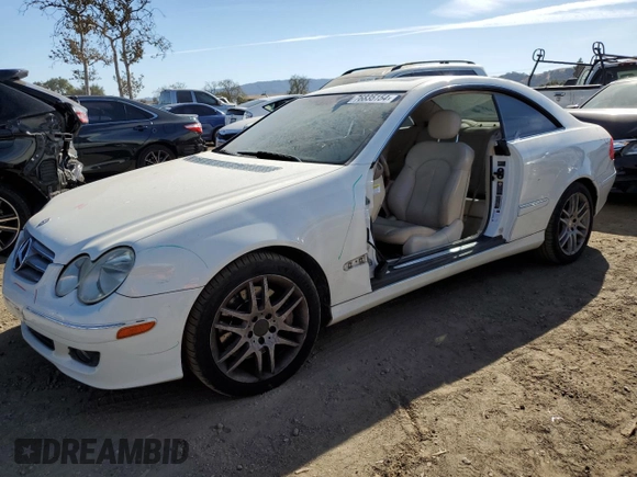 2009 Mercedes-Benz CLK-Class 3.5L with VIN WDBTJ56H39F264312, listed as a Copart auction lot 76835154 with 125,624 mi miles and Salvage Title. Bid and sale history available at carsss.com. Image 1.