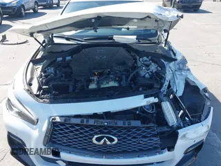 2021 Infiniti Q50 Red Sport 400 with VIN JN1FV7DR9MM880601, listed as a IAAI auction lot 42509477 with 28,202 mi miles and . Bid and sale history available at DreamBid. Image 10.