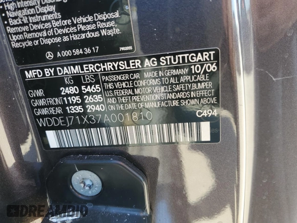 2007 Mercedes-Benz CL 550 z VIN WDDEJ71X37A001810, wystawiony jako Copart lot #74014174 z przebiegiem Nie podano mil oraz Szkoda całkowita • Salvage title. Historia ofert i sprzedaży dostępna na DreamBid. Obrazek 12.