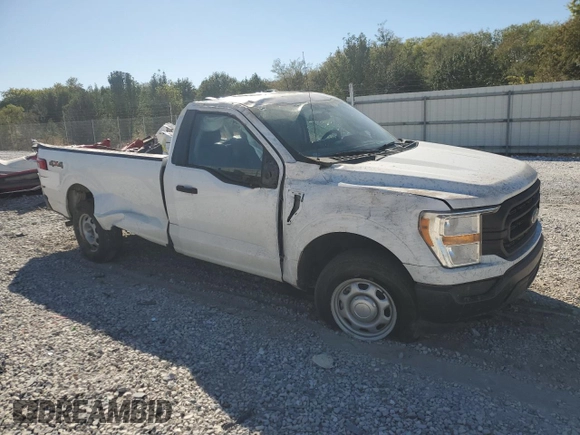 2022 Ford F-150 XL with VIN 1FTMF1EB5NKE26035, listed as a Copart auction lot 76379644 with 21,168 mi miles and Salvage title. Bid and sale history available at DreamBid. Image 4.