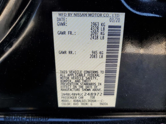 2020 Nissan Altima S z VIN 1N4BL4BV4LC248972, wystawiony jako Copart lot #56396055 z przebiegiem 107 920 mil mil oraz Czysty tytuł • Clean title. Historia ofert i sprzedaży dostępna na DreamBid. Obrazek 12.