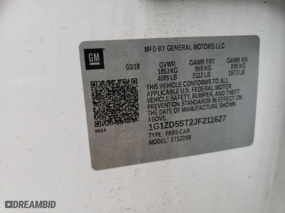 2018 Chevrolet Malibu LT with VIN 1G1ZD5ST2JF211627, listed as a Copart auction lot 50802975 with 51,077 mi miles and Salvage Title. Bid and sale history available at carsss.com. Image 13.