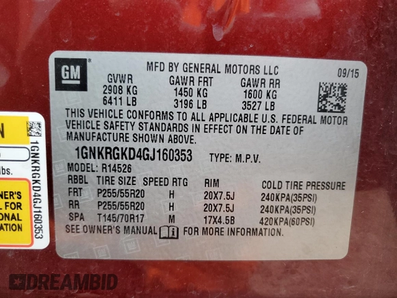 2016 Chevrolet Traverse LT with VIN 1GNKRGKD4GJ160353, listed as a Copart auction lot 44912345 with 98,264 mi miles and Salvage Title. Bid and sale history available at carsss.com. Image 12.