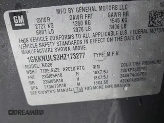 2017 GMC Acadia SLT with VIN 1GKKNULS3HZ173277, listed as a IAAI auction lot 41919159 with 106,446 mi miles and . Bid and sale history available at carsss.com. Image 9.