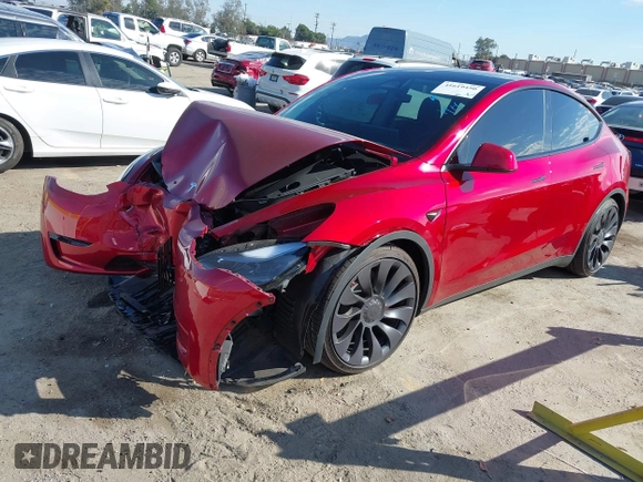 2024 Tesla Model Y Performance with VIN 7SAYGDEF3RF032980, listed as a IAAI auction lot 41619450 with 12,105 mi miles and . Bid and sale history available at DreamBid. Image 20.