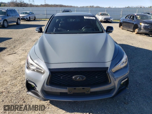 2022 Infiniti Q50 Red Sport 400 with VIN JN1FV7DR8NM390250, listed as a Copart auction lot 87685715 with 66,553 mi miles and Salvage title. Bid and sale history available at DreamBid. Image 5.