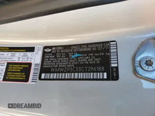 2012 MINI Convertible S z VIN WMWZP3C53CT296188, wystawiony jako Copart lot #88159445 z przebiegiem 110 859 mil mil oraz Szkoda całkowita • Salvage title. Historia ofert i sprzedaży dostępna na DreamBid. Obrazek 13.