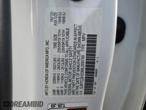 2021 Acura RDX with VIN 5J8TC2H33ML006749, listed as a Copart auction lot 48405345 with 72,698 mi miles and Salvage title. Bid and sale history available at DreamBid. Image 13.