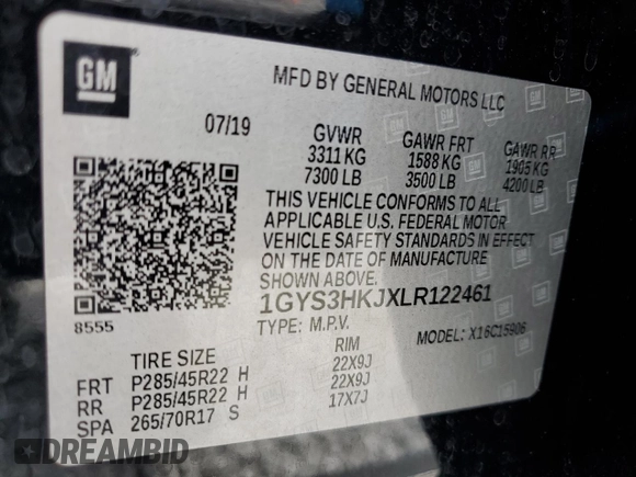 2020 Cadillac Escalade ESV Luxury z VIN 1GYS3HKJXLR122461, wystawiony jako Copart lot #50350175 z przebiegiem 172 411 mil mil oraz Czysty tytuł • Clean title. Historia ofert i sprzedaży dostępna na DreamBid. Obrazek 13.