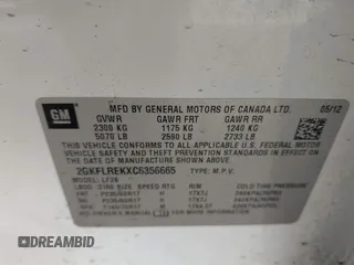 2012 GMC Terrain SLE-1 with VIN 2GKFLREKXC6356665, listed as a IAAI auction lot 42217786 with 180,147 mi miles and . Bid and sale history available at DreamBid. Image 9.