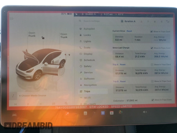 2024 Tesla Model Y Long Range с VIN 7SAYGDEE8RF983067, выставлен на аукционе Copart как лот 61217015 с пробегом 57 082 миль миль и Списание • Salvage title. История ставок и продаж доступна на DreamBid. Изображение 9.