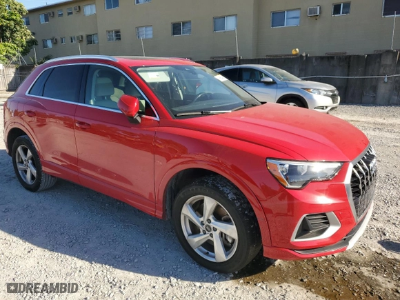2021 Audi Q3 Premium with VIN WA1AUCF33M1062126, listed as a Copart auction lot 47980435 with 77,600 mi miles and Salvage Title. Bid and sale history available at carsss.com. Image 4.