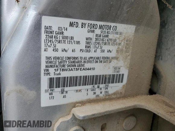2015 Ford F-350 z VIN 1FT8W3AT5FEA04410, wystawiony jako Copart lot #51262725 z przebiegiem 272 827 mil mil oraz Czysty tytuł • Clean title. Historia ofert i sprzedaży dostępna na DreamBid. Obrazek 12.