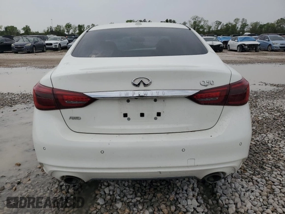 2022 Infiniti Q50 LUXE with VIN JN1EV7BR5NM342302, listed as a Copart auction lot 50257285 with 50,501 mi miles and Salvage Title. Bid and sale history available at carsss.com. Image 6.