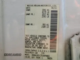 2012 Nissan Altima 2.5 SL with VIN 1N4AL2APXCC112493, listed as a Copart auction lot 50368985 with 207,086 mi miles and Salvage Title. Bid and sale history available at carsss.com. Image 12.