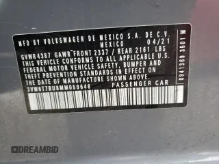 2021 Volkswagen Jetta GLI S z VIN 3VW6T7BU8MM059646, wystawiony jako Copart lot #50851335 z przebiegiem 29 736 mil mil oraz Szkody całkowita. Historia ofert i sprzedaży dostępna na DreamBid. Obrazek 12.