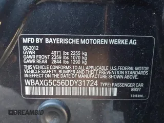 2013 BMW 5 Series 528i with VIN WBAXG5C56DDY31724, listed as a IAAI auction lot 41530179 with 117,876 mi miles and . Bid and sale history available at carsss.com. Image 9.
