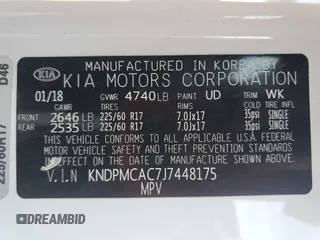 2018 Kia Sportage LX z VIN KNDPMCAC7J7448175, wystawiony jako Copart lot #59800765 z przebiegiem 138 825 mil mil oraz Czysty tytuł • Clean title. Historia ofert i sprzedaży dostępna na DreamBid. Obrazek 13.