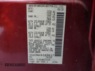 2018 Nissan Murano Platinum with VIN 5N1AZ2MGXJN169617, listed as a Copart auction lot 43350135 with 104,899 mi miles and Salvage Title. Bid and sale history available at carsss.com. Image 14.