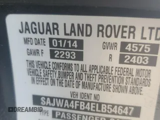 2014 Jaguar XK with VIN SAJWA4FB4ELB54647, listed as a Copart auction lot 76446694 with 0 mi miles and Non Repairable. Bid and sale history available at carsss.com. Image 13.