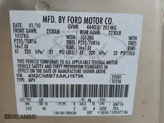 2010 Mercury Mariner with VIN 4M2CN8B7XAKJ16796, listed as a Copart auction lot 46295325 with 202,776 mi miles and Non Repairable. Bid and sale history available at carsss.com. Image 14.