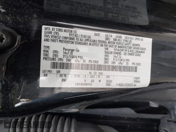 2014 Ford Focus SE with VIN 1FADP3F2XEL284465, listed as a IAAI auction lot 41903937 with 173,770 mi miles. Bid and sale history available at carsss.com. Image 9.