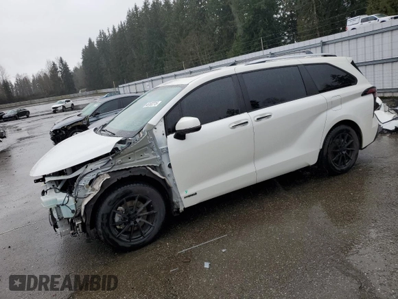 2021 Toyota Sienna Limited with VIN 5TDESKFC6MS026358, listed as a Copart auction lot 46102215 with 36,710 mi miles and Salvage Title. Bid and sale history available at DreamBid. Image 1.
