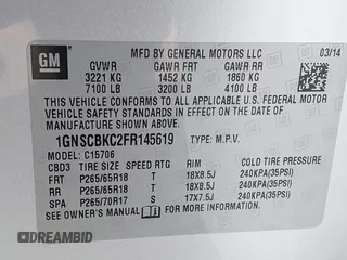2015 Chevrolet Tahoe LT z VIN 1GNSCBKC2FR145619, wystawiony jako IAAI lot #42630761 z przebiegiem 138 287 mil mil oraz . Historia ofert i sprzedaży dostępna na DreamBid. Obrazek 9.