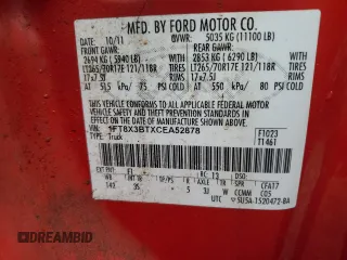 2012 Ford F-350 XL with VIN 1FT8X3BTXCEA52878, listed as a Copart auction lot 62715845 with 251,557 mi miles and Clean title. Bid and sale history available at DreamBid. Image 12.