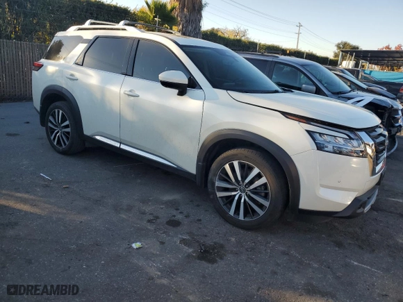 2023 Nissan Pathfinder Platinum with VIN 5N1DR3DHXPC271547, listed as a Copart auction lot 83401484 with 27,310 mi miles and Salvage Title. Bid and sale history available at carsss.com. Image 4.