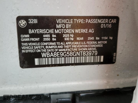 2016 BMW 3 Series 328i with VIN WBA8E9G58GNT83979, listed as a Copart auction lot 49712365 with 60,879 mi miles and Salvage Title. Bid and sale history available at carsss.com. Image 13.
