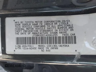 2004 Toyota Corolla CE with VIN JTDBR32E142041255, listed as a IAAI auction lot 41807159 with 211,905 mi miles and . Bid and sale history available at DreamBid. Image 9.