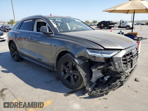 2021 Audi Q8 Premium with VIN WA1AVAF14MD027724, listed as a Copart auction lot 77492574 with 51,732 mi miles and Salvage Title. Bid and sale history available at carsss.com. Image 4.