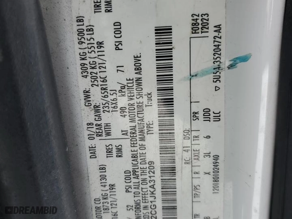 2018 Ford Transit Van with VIN 1FTBW2CG1JKA31209, listed as a Copart auction lot 44804855 with NaN miles and Salvage Title. Bid and sale history available at carsss.com. Image 16.