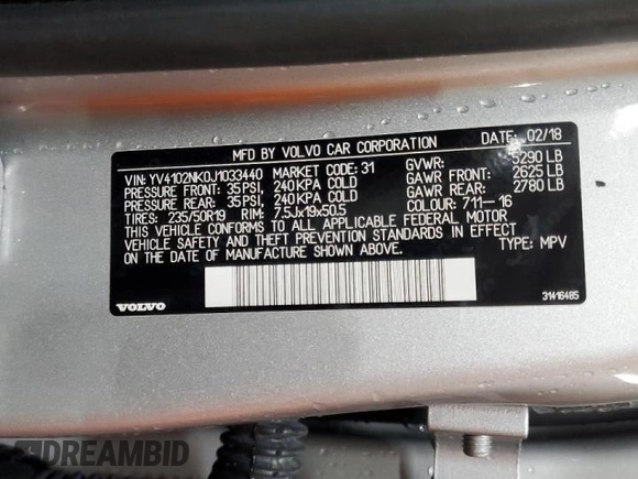 2018 Volvo V90 z VIN YV4102NK0J1033440, wystawiony jako Copart lot #38574003 z przebiegiem 11 451 mil mil oraz . Historia ofert i sprzedaży dostępna na DreamBid. Obrazek 13.