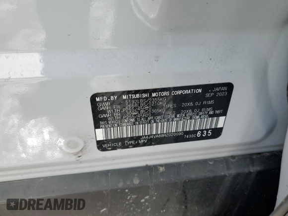 2024 Mitsubishi Outlander SE z VIN JA4J4VA88RZ020090, wystawiony jako Copart lot #45466615 z przebiegiem 41 644 mil mil oraz Szkoda całkowita • Salvage title. Historia ofert i sprzedaży dostępna na DreamBid. Obrazek 13.