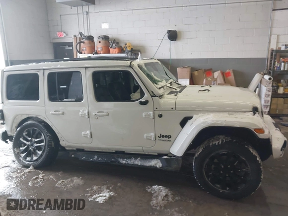 2022 Jeep Wrangler Unlimited Sahara with VIN 1C4HJXEN3NW222744, listed as a IAAI auction lot 41249285 with 43,780 mi miles and . Bid and sale history available at DreamBid. Image 14.