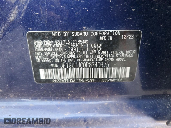 2024 Subaru Impreza RS with VIN JF1GUHJC0R8340375, listed as a Copart auction lot 78351804 with 9,853 mi miles and Salvage Title. Bid and sale history available at carsss.com. Image 14.