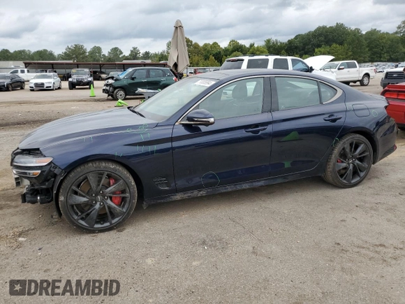 2023 Genesis G70 3.3T with VIN KMTG54TE7PU113169, listed as a Copart auction lot 71008994 with 17,864 mi miles and Salvage Title. Bid and sale history available at DreamBid. Image 1.
