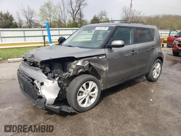 2015 Kia Soul + with VIN KNDJP3A51F7147424, listed as a Copart auction lot 51534795 with 105,224 mi miles and Salvage Title. Bid and sale history available at carsss.com. Image 1.